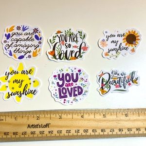 5 for $10: 6 Flowery “You Are…” Vibes Stickers WATERPROOF! 🪴 💐
